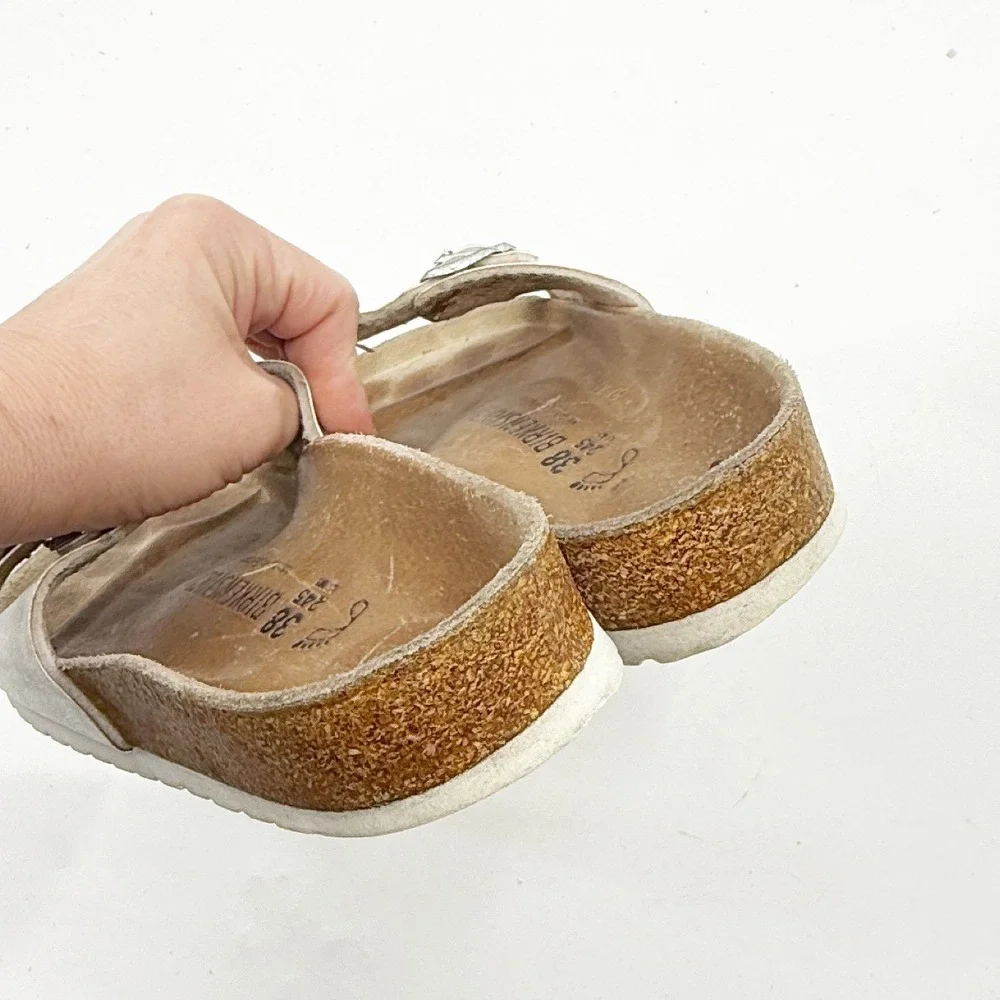 Birkenstock Ibiza White Birko-Flor Two Strap Sandals Womens 38 L7 M5 - Picture 2 of 11